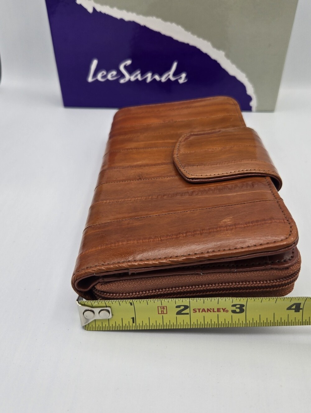 Lee Sands Brown Tan Genuine Eelskin Continental Wallet Vintage Clutch - Picture 14 of 14